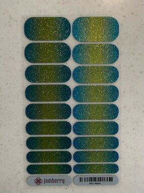 Jamberry Atlantis Blue and Green Glitter Nail Wraps